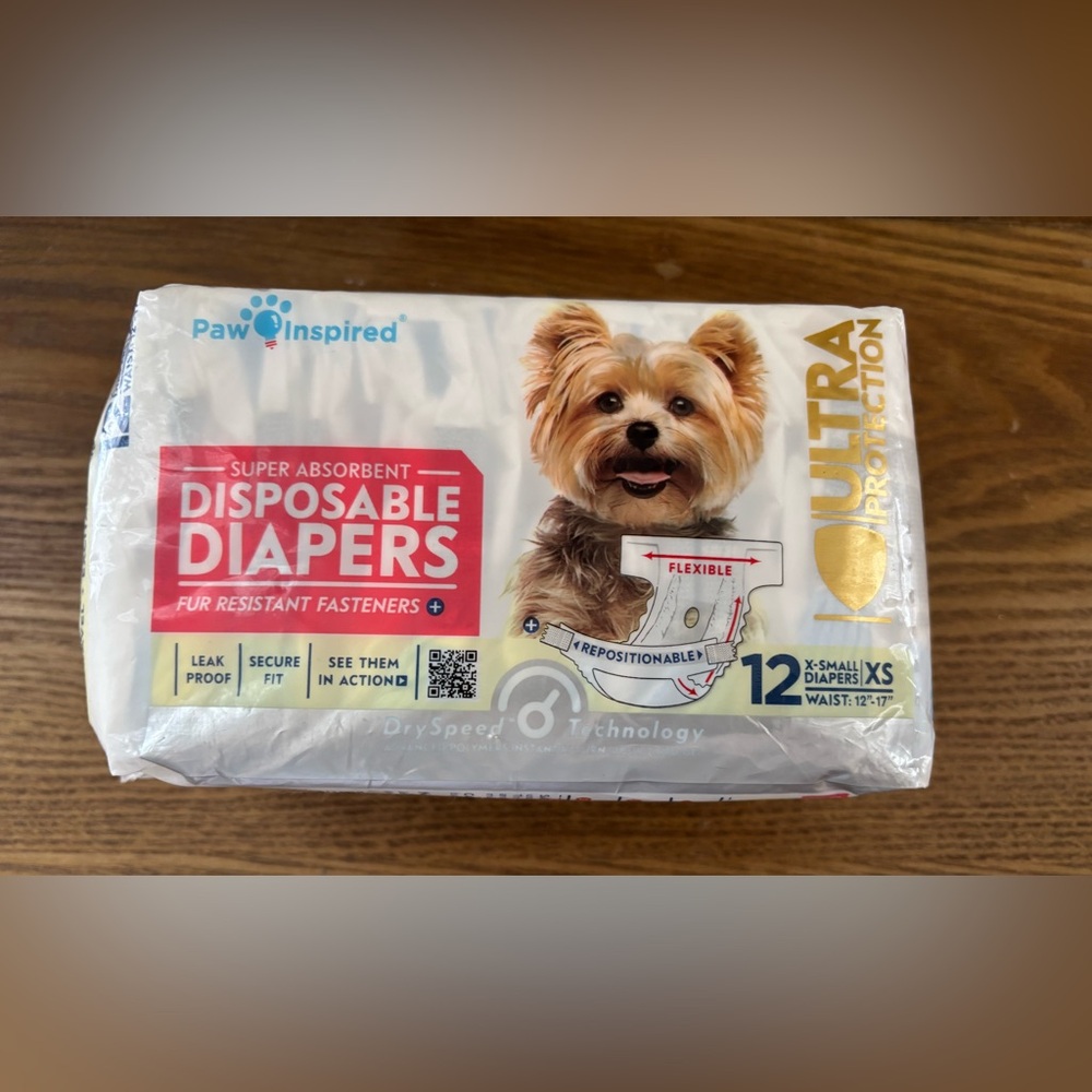 NEW Female Dog Disposable Diapers 12 Pack Sz XS Ultra Protection 12-17” Waist